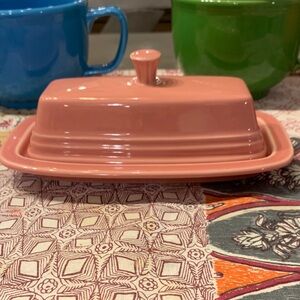 Fiesta ware ROSE pink Ceramic butter dish, like new.